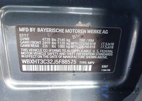 2018 BMW X1 xDrive28I z USA, uszkodzony, nr VIN WBXHT3C32J5F88575